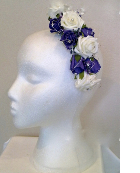 Bridesmaid Purple & Ivory Hair Comb with Diamante